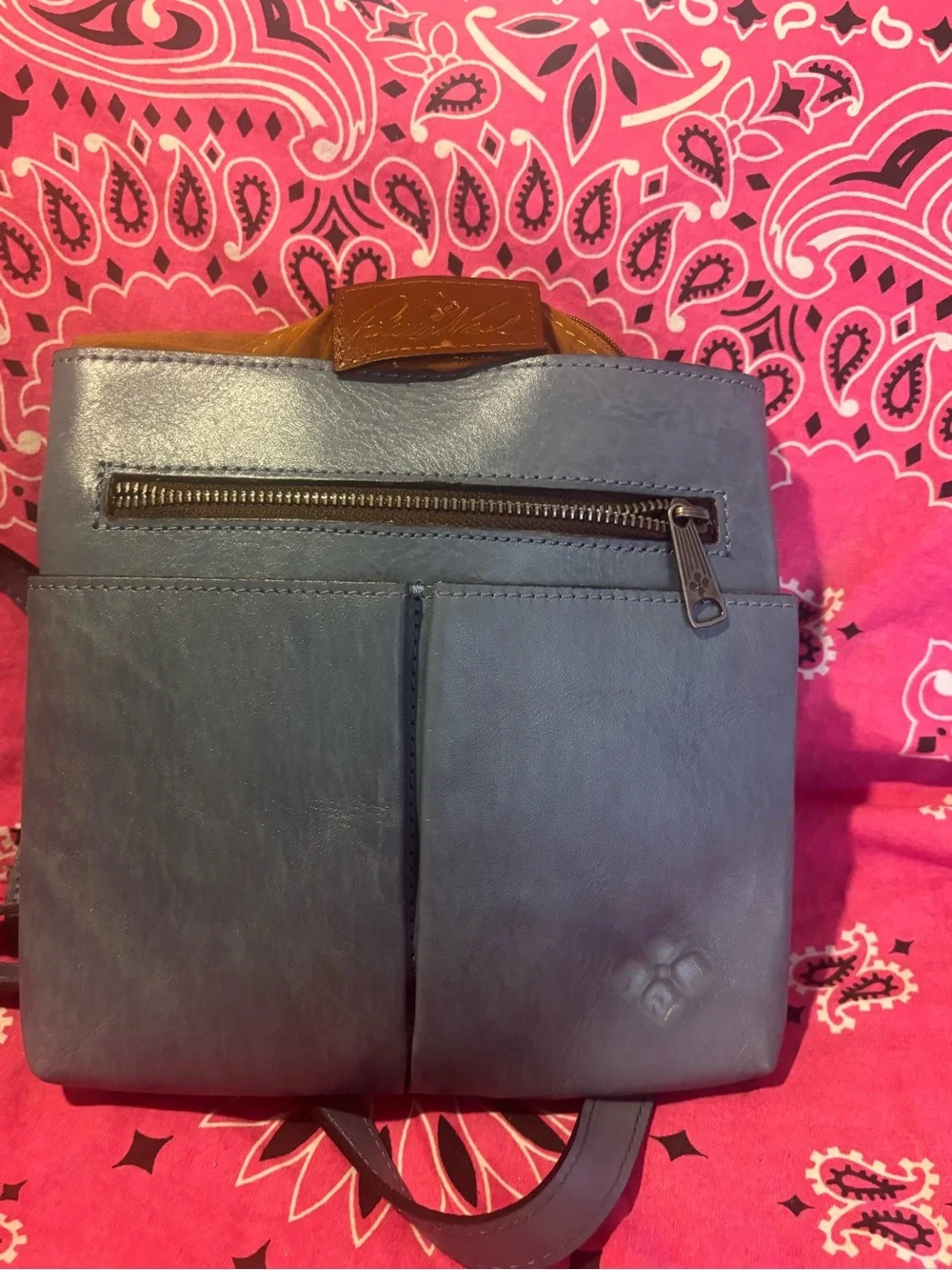Patrica  Nash Embossed Floral Leather Crossbody - Slate Blue